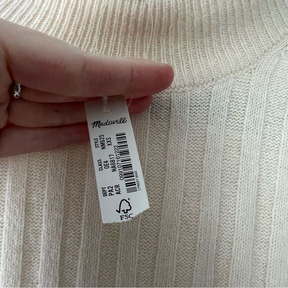 NWT Madewell Wool Blend Mockneck Crop Sweater in Antique Cream - Picture 6 of 6